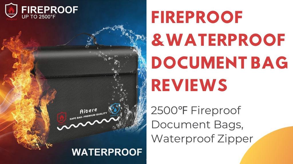 'Video thumbnail for Fireproof & Waterproof Document Bag Reviews, 2500℉ Fireproof Document Bags, Waterproof Zipper'