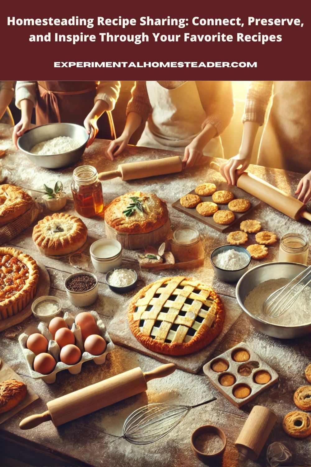 A cozy and collaborative baking session in a rustic homestead kitchen.