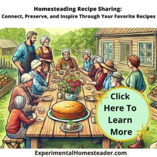 An illustration capturing the essence of recipe sharing and community within a homesteading setting.