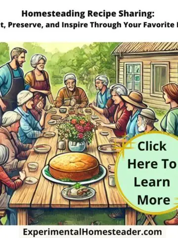 An illustration capturing the essence of recipe sharing and community within a homesteading setting.