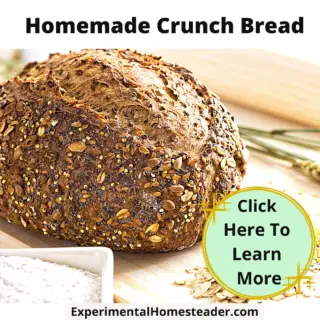 Round loaf of homemade crunch bread with assorted seeds sprinkled on top, showcasing rustic charm.