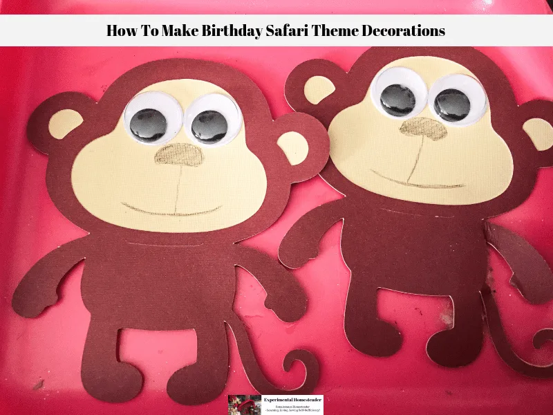 The birthday safari theme monkeys with googley eyes.