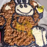 The birthday safari theme monkey cake.