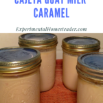 Canned jars of this easy to make cajeta goat milk caramel recipe.