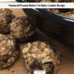 This Oatmeal Peanut Butter No Bake Cookie Recipe is ready to eat with cookies in a bowl and on a countertop.