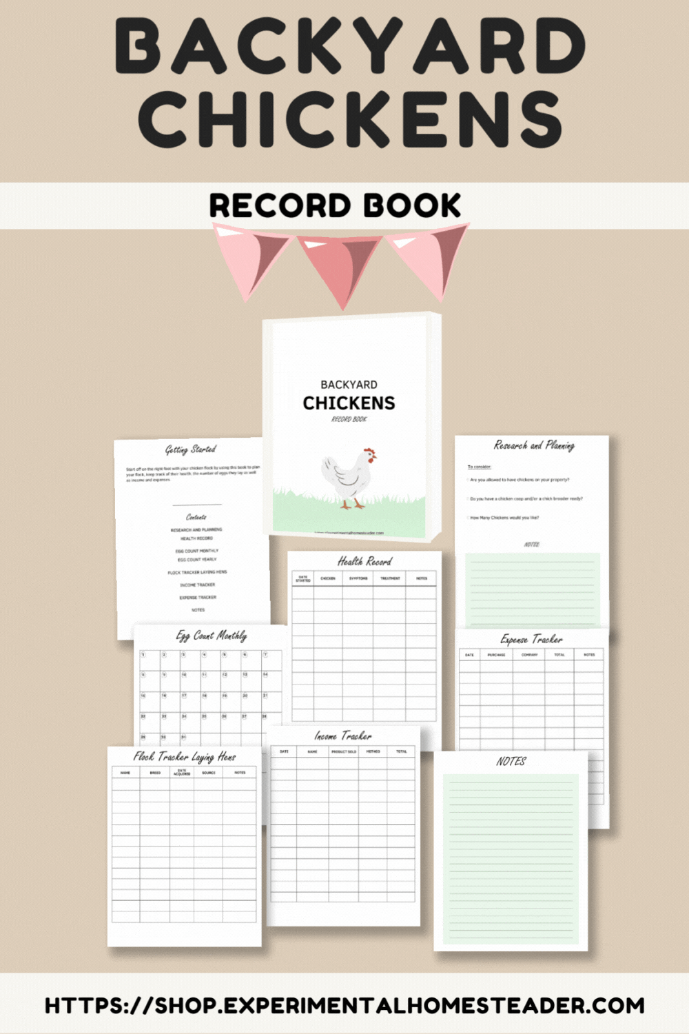 Backyard Chicken Keeping Printable – Chicken Record Keeping Digital Download – Backyard Chickens Record Book