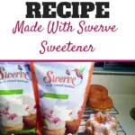 Photos of the baked banana bread along with the packages of Swerve Confectioners Sugar.