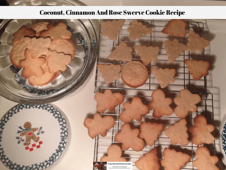 The baked Swerve cookie recipe cooking on a wire rack with some of the cooled cookies resting on a cake plate waiting to be decorated.