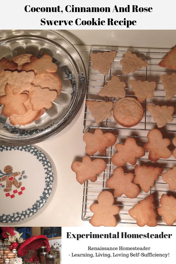 The baked Swerve cookie recipe cooking on a wire rack with some of the cooled cookies resting on a cake plate waiting to be decorated.