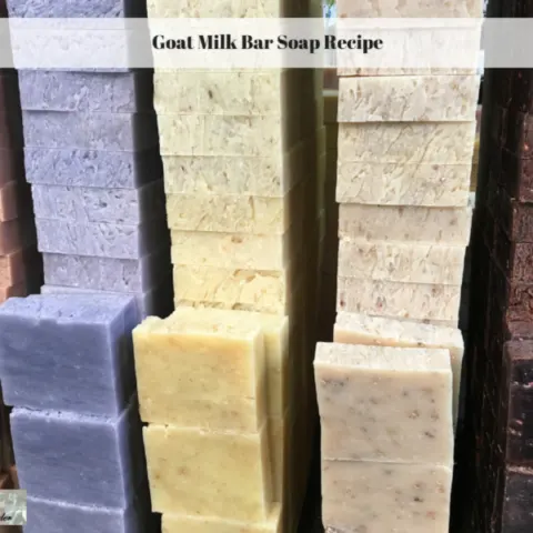 Bars of homemade soap stacked up.