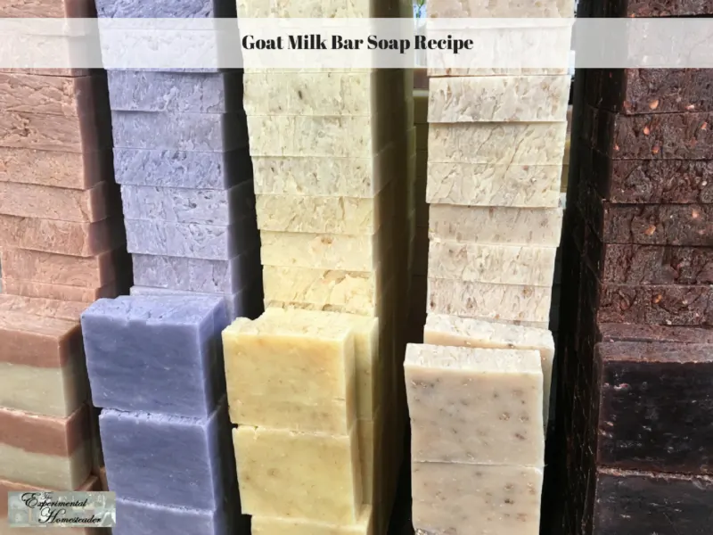 Bars of homemade soap stacked up.