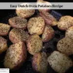 Seasoned potatoes cooking in a cast iron Dutch oven.