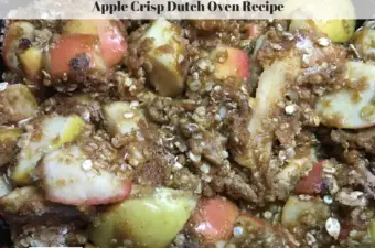 Apple Crisp in a cast iron dutch oven.