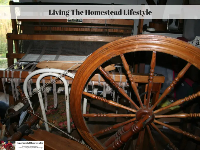 My spinning wheel and floor loom.