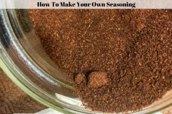 Ground seasoning mix in a canning jar.