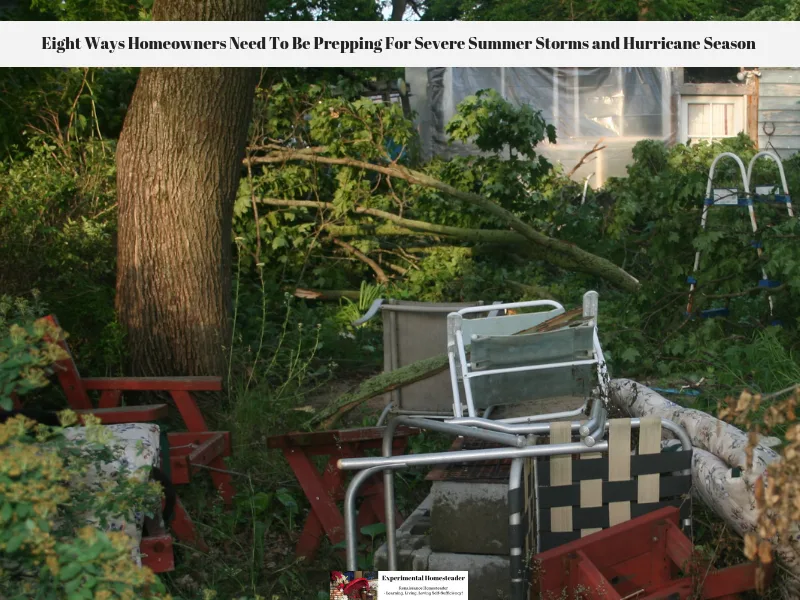 Tree branches down, lawn chairs knocked over and other damage from Hurricane Ike.