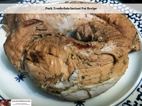 A cooked pork tenderloin on a plate.