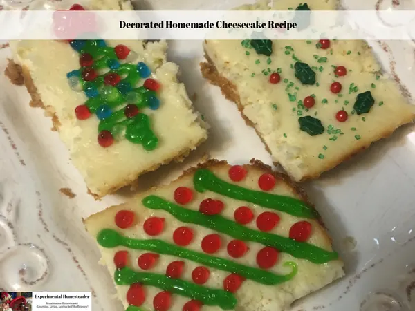 Decorated cheesecake slices on a plate.
