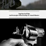 The top photo is a gun resting on a stand. The bottom photo shows someone holding a handgun.