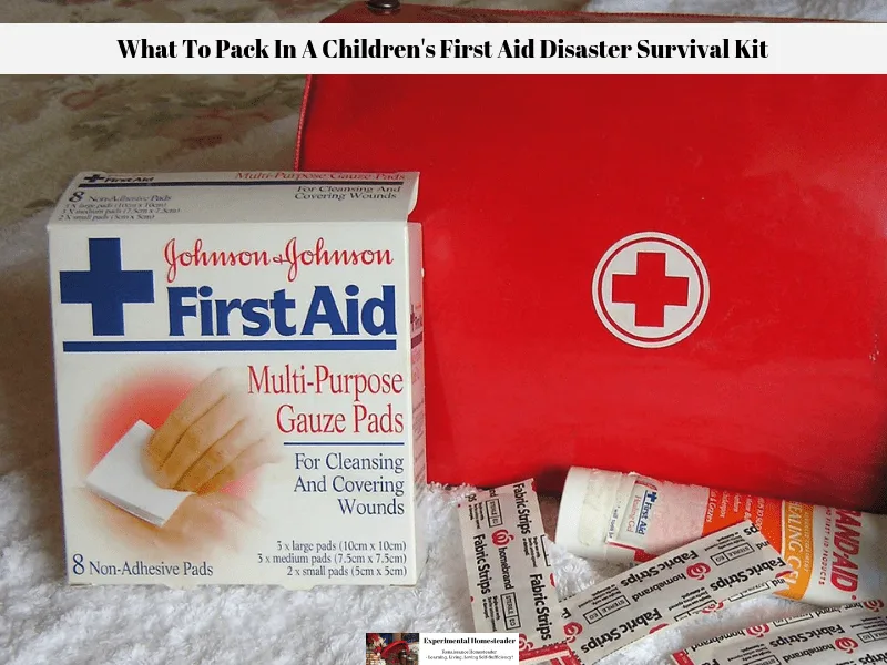 A children's first aid disaster survival kit unpacked.