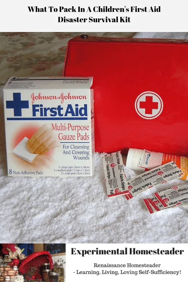 A children's first aid disaster survival kit unpacked.