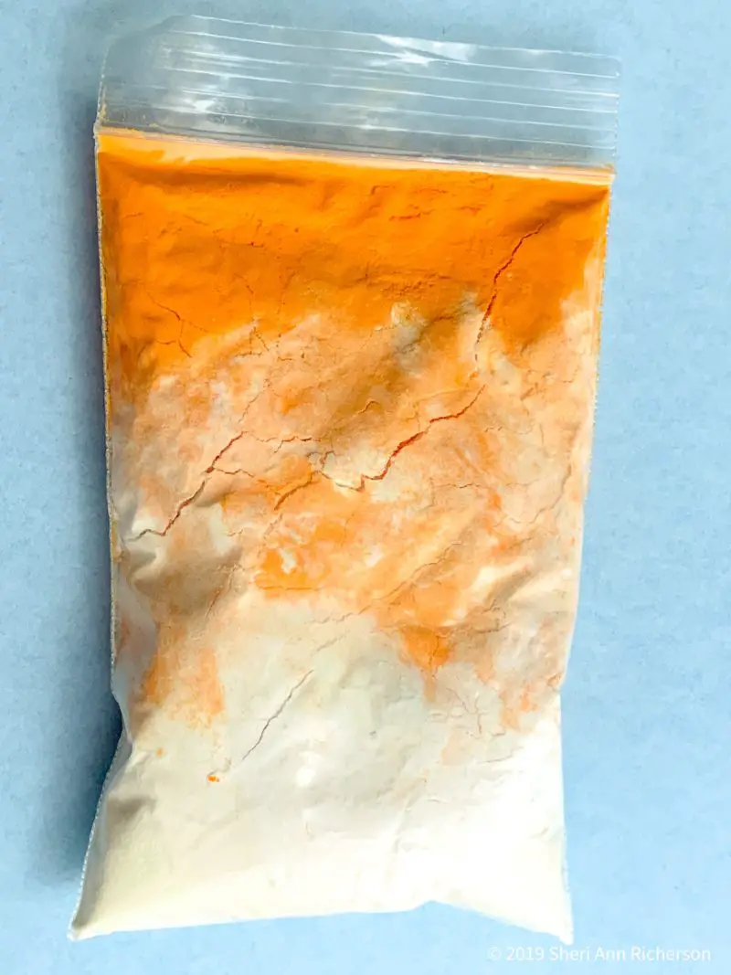 The cheese sauce in a baggie ready for short term storage.