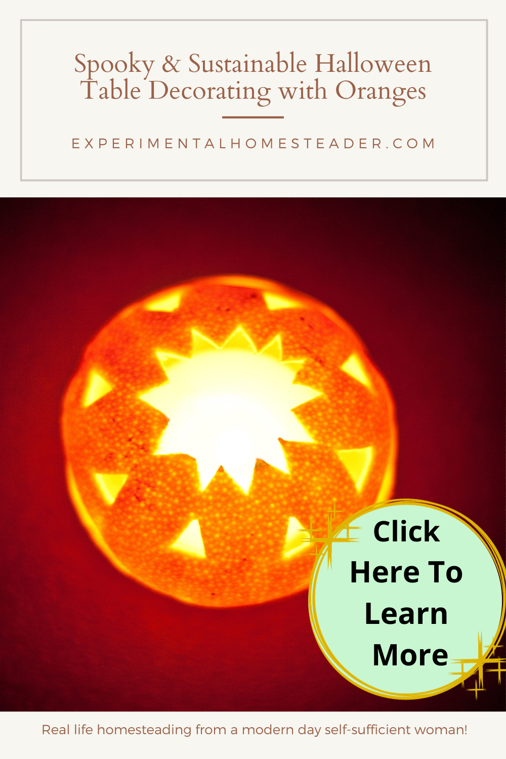 An orange with a candle in it to create an orange luminary table decoration.