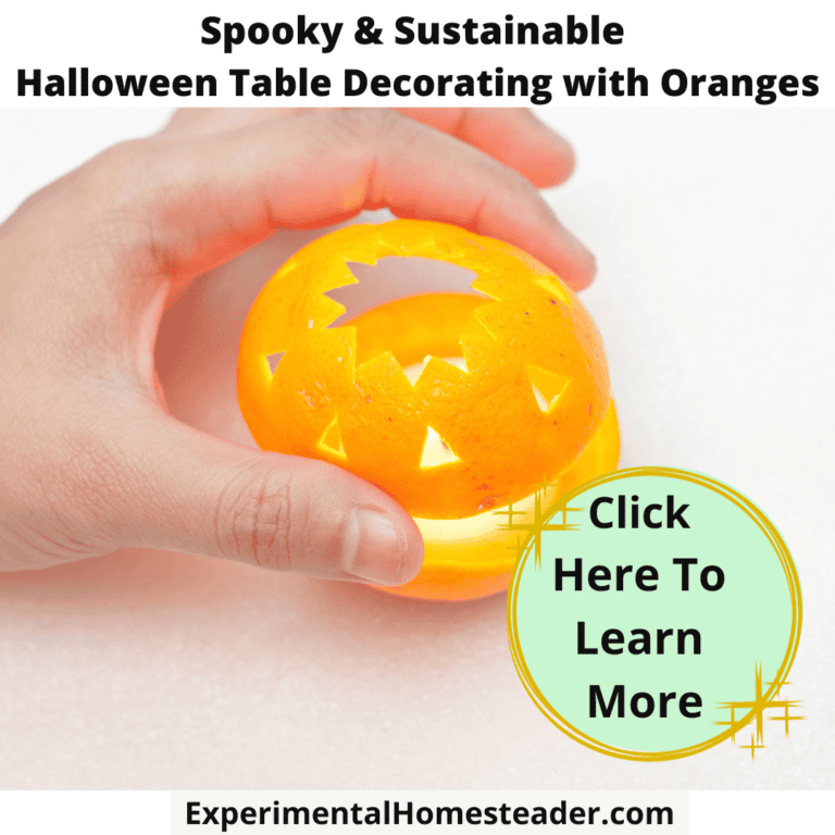 Orange luminary Halloween table decoration.