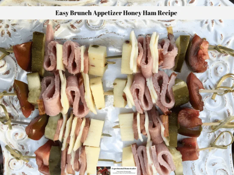 Ham kabobs on a plate.