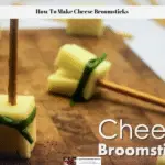 The photo shows a cheese broomsticks on a cutting board.