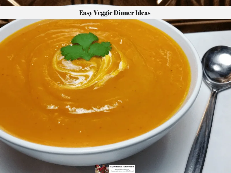 Squash soup in a bowl with a parsley leaf in the center of the soup.