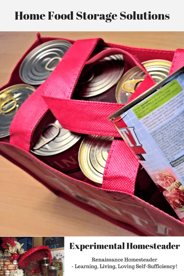 Cans of food being put into a reusable shopping bag.