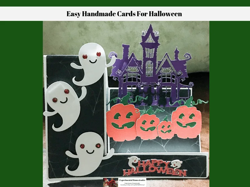 A completed easy handmade card for Halloween.