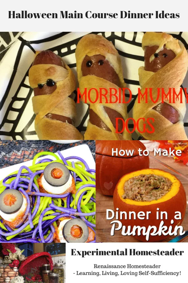 Halloween main course dinner ideas collage.