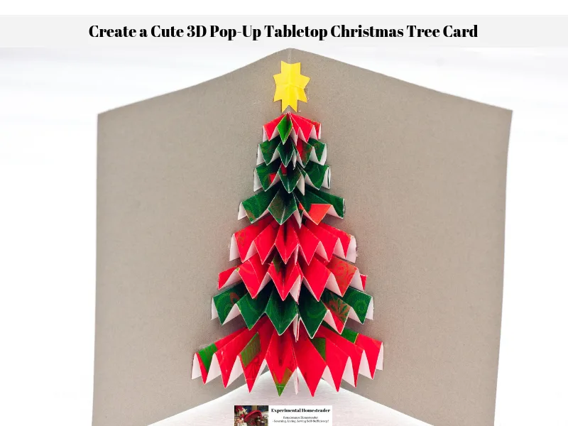 The completed 3D pop-up tabletop Christmas tree card.