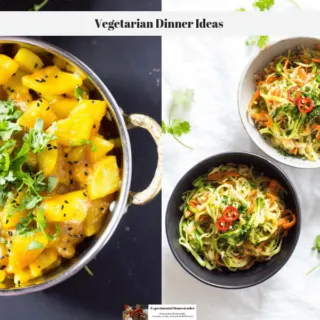 Two different vegetarian meals ready to serve.