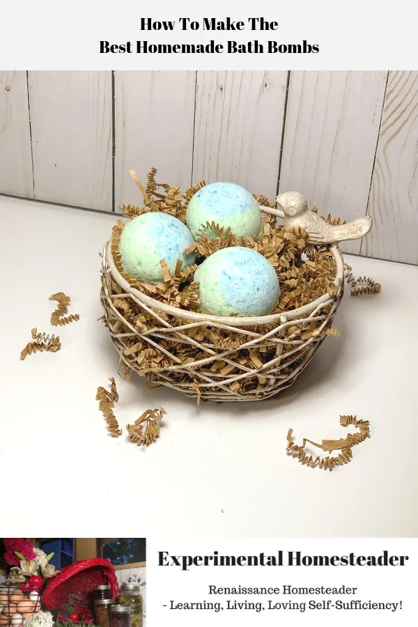 Three homemade birds eggs bath bombs in a birds nest.