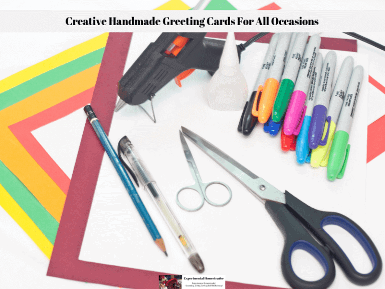 Brightly colored markers and crafting tools for handmade greeting cards.