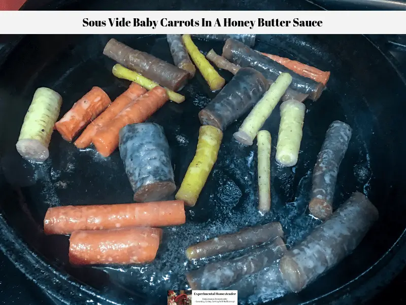 The Sous Vide Baby Carrots being browned on a cast iron griddle.