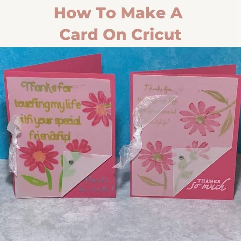 Thank you card on cricut, handmade floral thank you card, pink designed thank you card with ribbon embellishment, perfect for expressing gratitude with personalized touch, vibrant floral design, and elegant detailing.