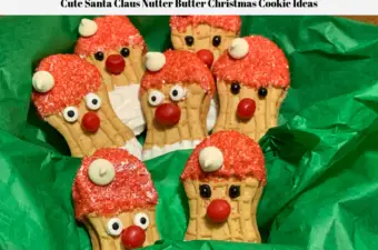 Cute Santa Claus Nutter Butter Christmas Cookie Ideas tucked into a dish nestled among tissue paper.