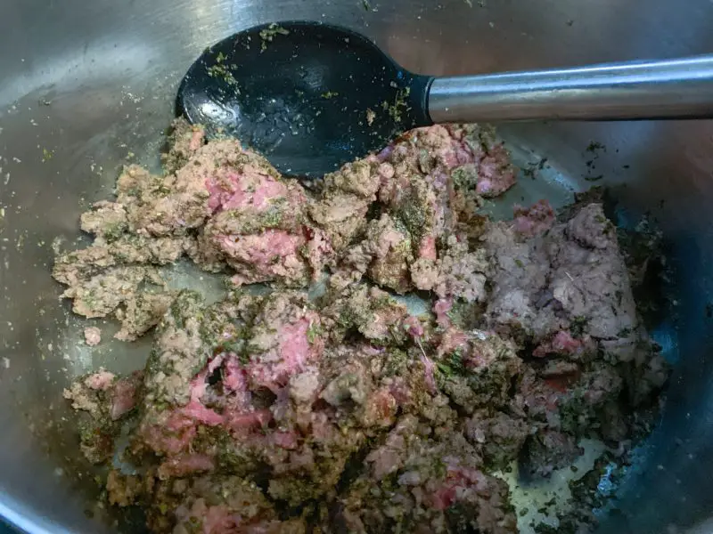 The hamburger being browned before being added to this cheese lasagna recipe.