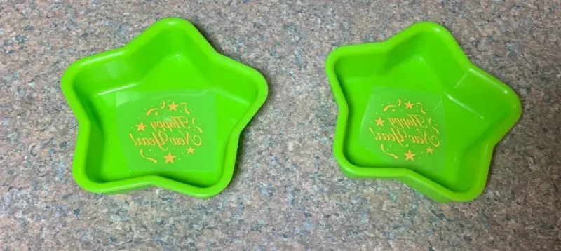 The chocolate transfers sheets upside down in the bottom of the silicone muffin pans.