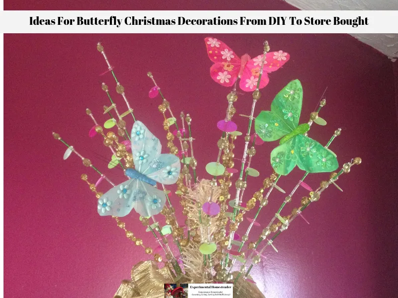 Butterfly Christmas decorations used as a tree topper.