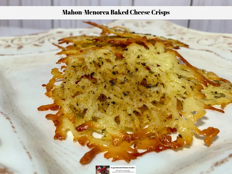 The baked cheese crisps sitting on a plate ready to be served.