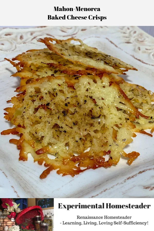 The baked cheese crisps sitting on a plate ready to be served.