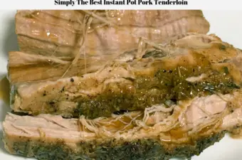 The cooked instant pot pork tenderloin sliced and ready to serve.