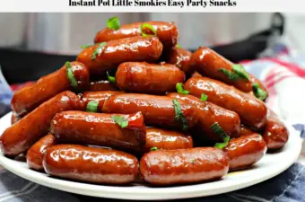 The little smokies easy party snacks on a plate ready to be served.
