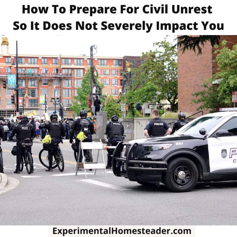 Police officers at civil unrest protest scene, safety measures during demonstration.