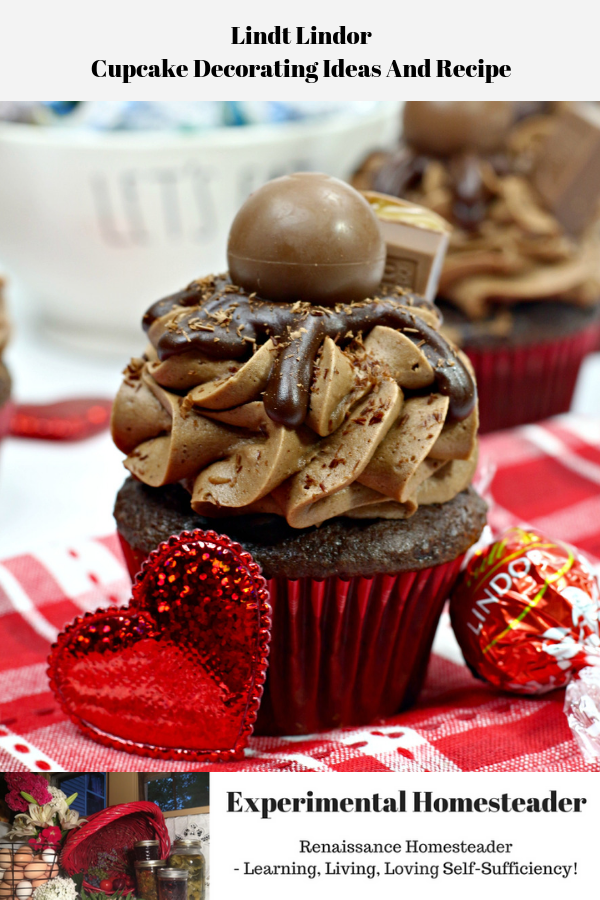 The cupcake decorated with Lindt Lindor chocolates ready to eat.